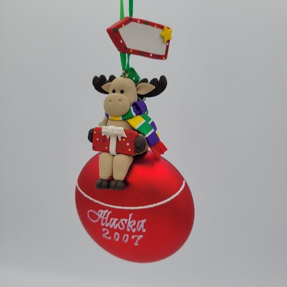 Alaska Souvenir Memory Moose with a Gift Christmas Ornament 2007 - Picture 1 of 3